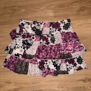 Limited Too Floral Ruffle Skirt - Purple, Black, and White